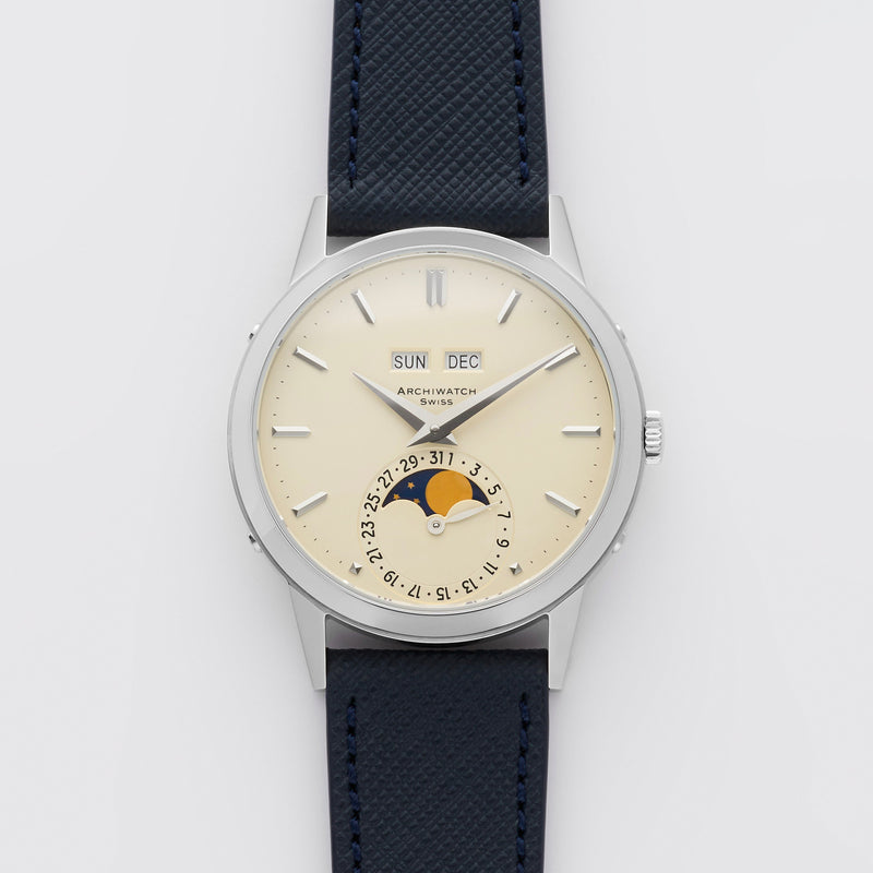 PRE-ORDER FOR THE LIMITED EDITION 2025 ARCHIWATCH «PADELLONE» TRIPLE CALENDAR MOONPHASE PANNA DIAL 55